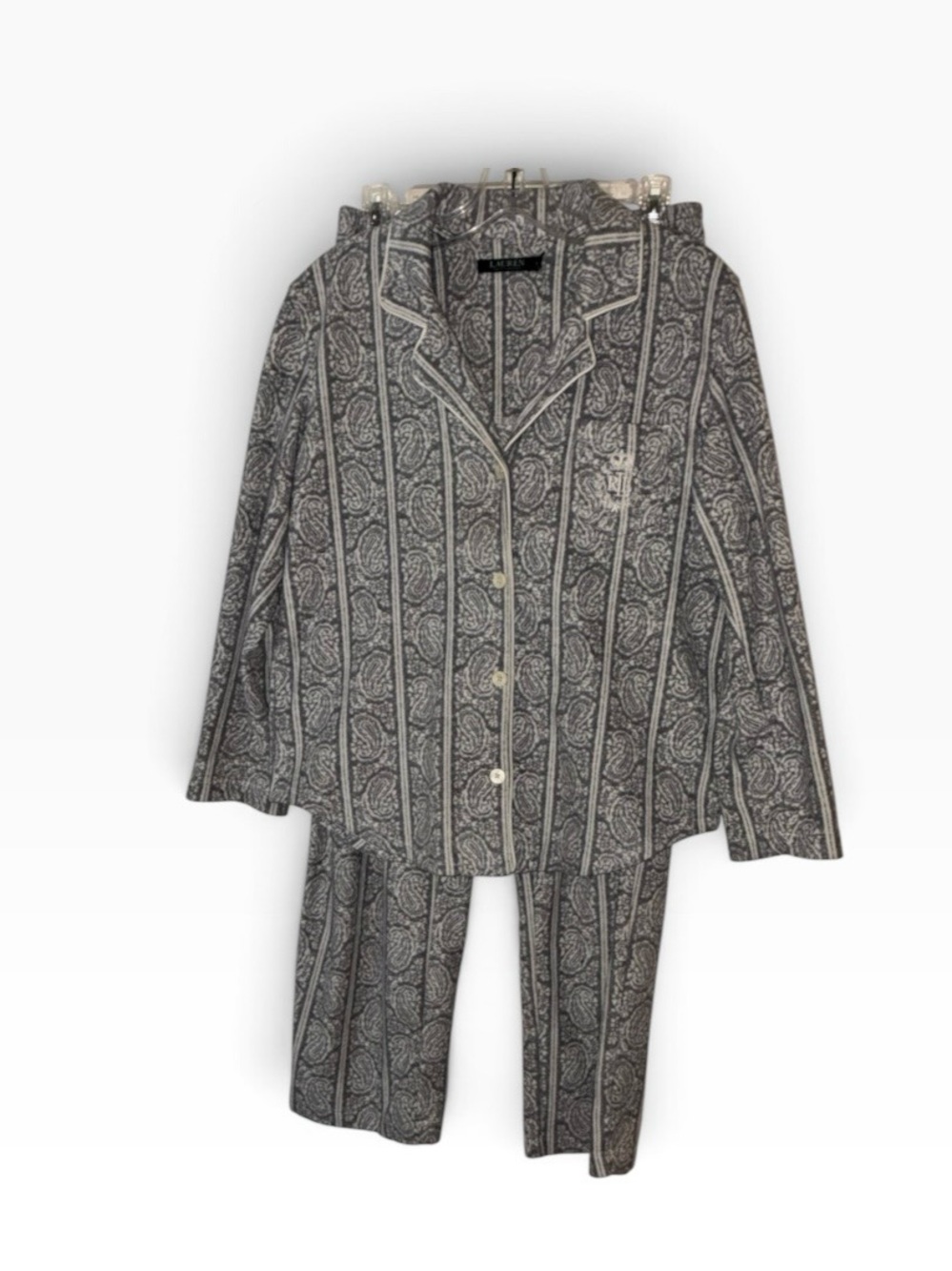Ralph Lauren Gray/White Paisley Pajama Set Sz S